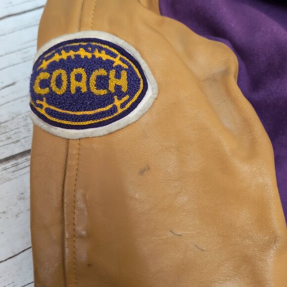Vintage 1971 Varsity Letterman Jacket Purple Wool Leather Sleeves – Men’s 38 - Picture 5 of 13